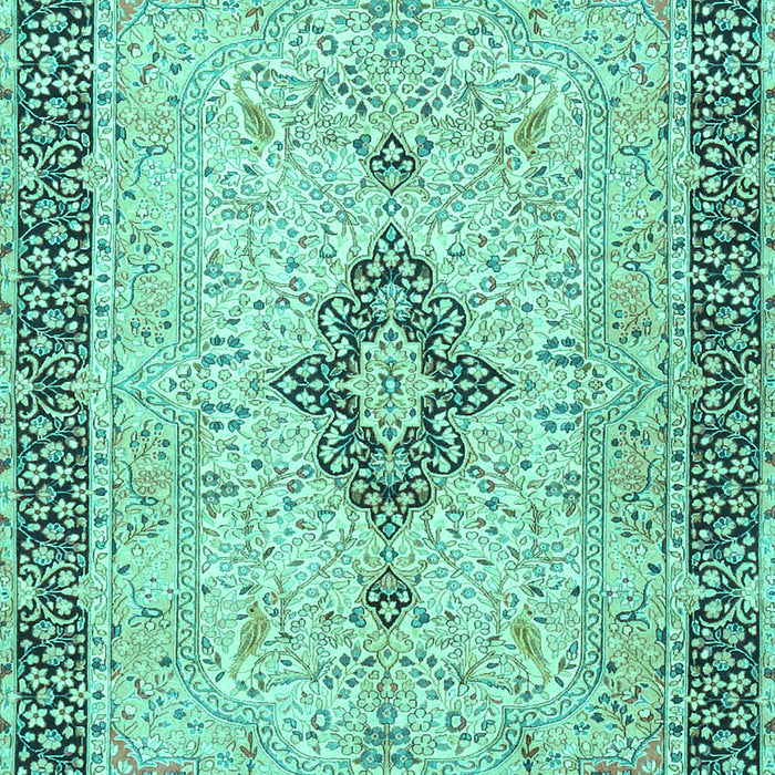 Machine Washable Medallion Turquoise Traditional Area Rugs, wshtr4221turq