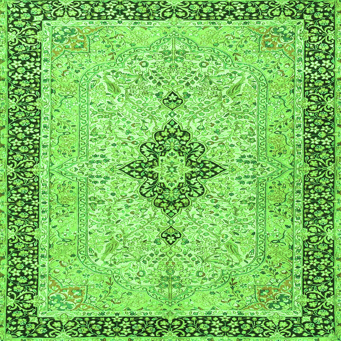 Round Machine Washable Medallion Green Traditional Area Rugs, wshtr4221grn