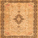 Serging Thickness of Medallion Orange Traditional Rug, tr4221org