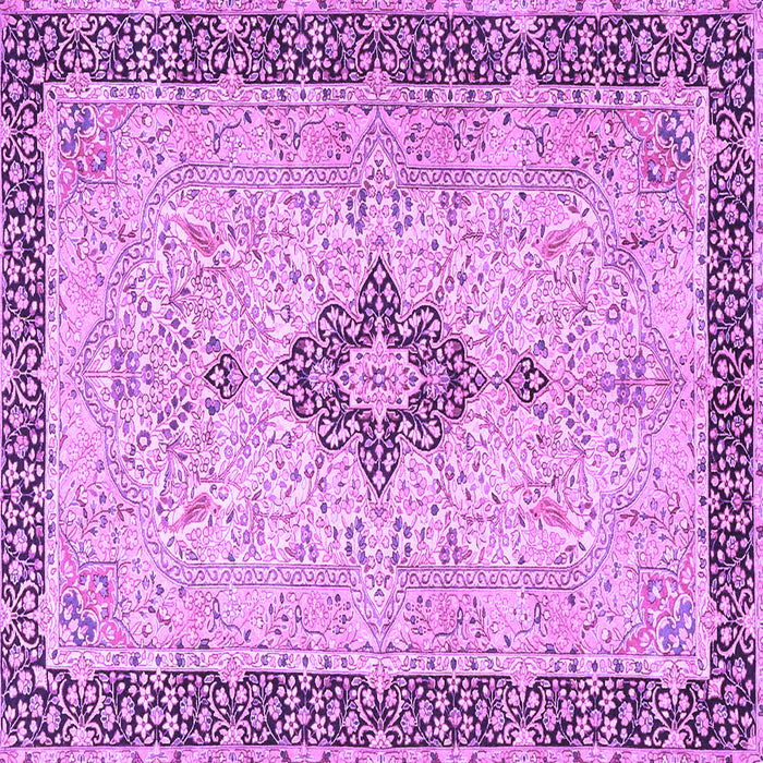 Square Machine Washable Medallion Purple Traditional Area Rugs, wshtr4221pur