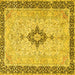 Square Medallion Yellow Traditional Rug, tr4221yw