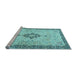 Sideview of Machine Washable Medallion Light Blue Traditional Rug, wshtr4221lblu