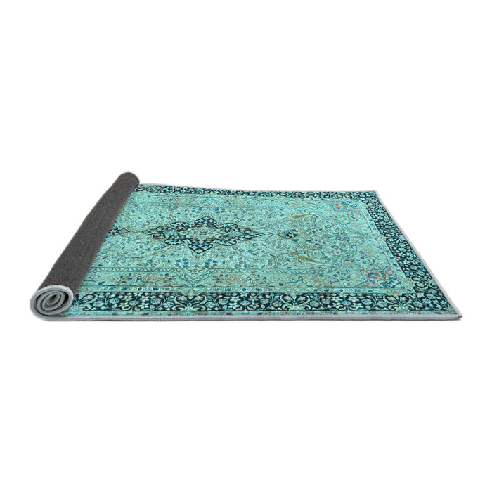 Sideview of Medallion Light Blue Traditional Rug, tr4221lblu
