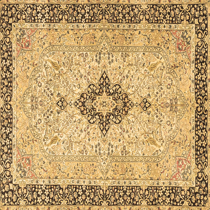 Square Machine Washable Medallion Brown Traditional Rug, wshtr4221brn