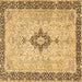 Square Machine Washable Medallion Brown Traditional Rug, wshtr4221brn