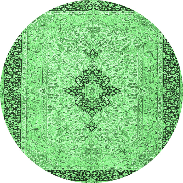Round Medallion Emerald Green Traditional Rug, tr4221emgrn