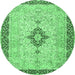 Round Medallion Emerald Green Traditional Rug, tr4221emgrn