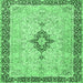 Square Medallion Emerald Green Traditional Rug, tr4221emgrn