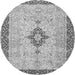 Machine Washable Medallion Gray Traditional Rug, wshtr4221gry