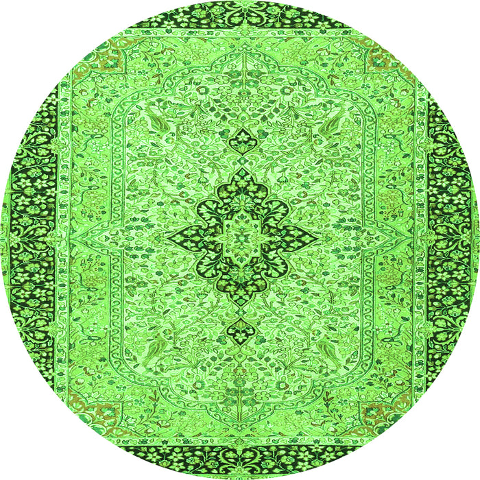 Square Medallion Green Traditional Rug, tr4221grn