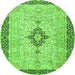 Square Medallion Green Traditional Rug, tr4221grn