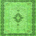 Serging Thickness of Medallion Green Traditional Rug, tr4221grn