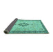 Sideview of Medallion Turquoise Traditional Rug, tr4221turq