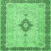 Square Machine Washable Medallion Emerald Green Traditional Area Rugs, wshtr4221emgrn