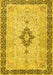 Machine Washable Medallion Yellow Traditional Rug, wshtr4221yw