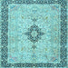 Square Medallion Light Blue Traditional Rug, tr4221lblu
