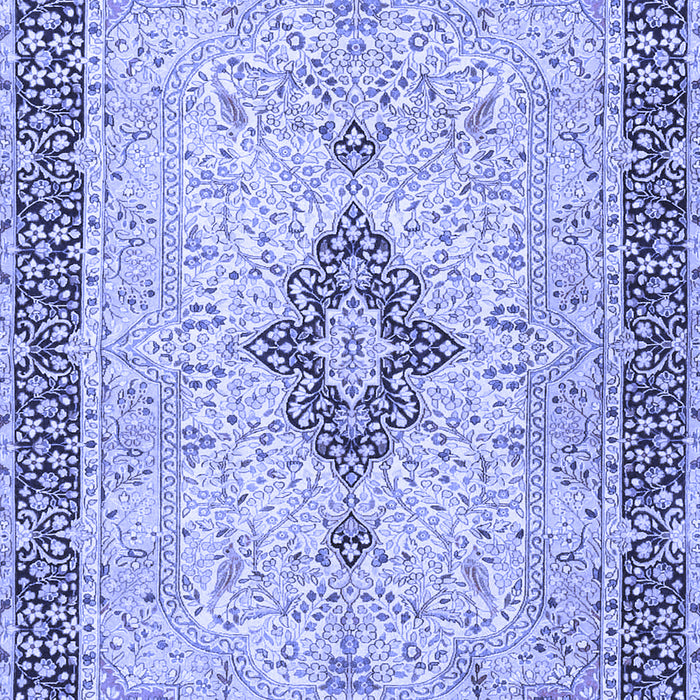 Machine Washable Medallion Blue Traditional Rug, wshtr4221blu