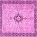 Square Machine Washable Medallion Pink Traditional Rug, wshtr4221pnk