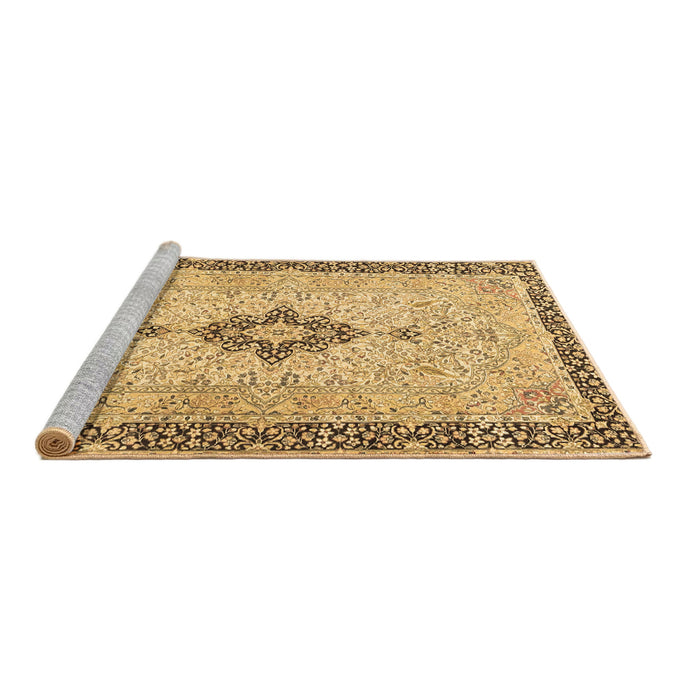 Sideview of Machine Washable Medallion Brown Traditional Rug, wshtr4221brn