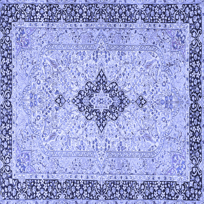 Square Machine Washable Medallion Blue Traditional Rug, wshtr4221blu
