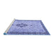 Sideview of Machine Washable Medallion Blue Traditional Rug, wshtr4221blu