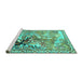 Sideview of Machine Washable Animal Turquoise Traditional Area Rugs, wshtr4222turq