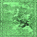 Square Machine Washable Animal Emerald Green Traditional Area Rugs, wshtr4222emgrn