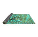 Sideview of Animal Turquoise Traditional Rug, tr4222turq