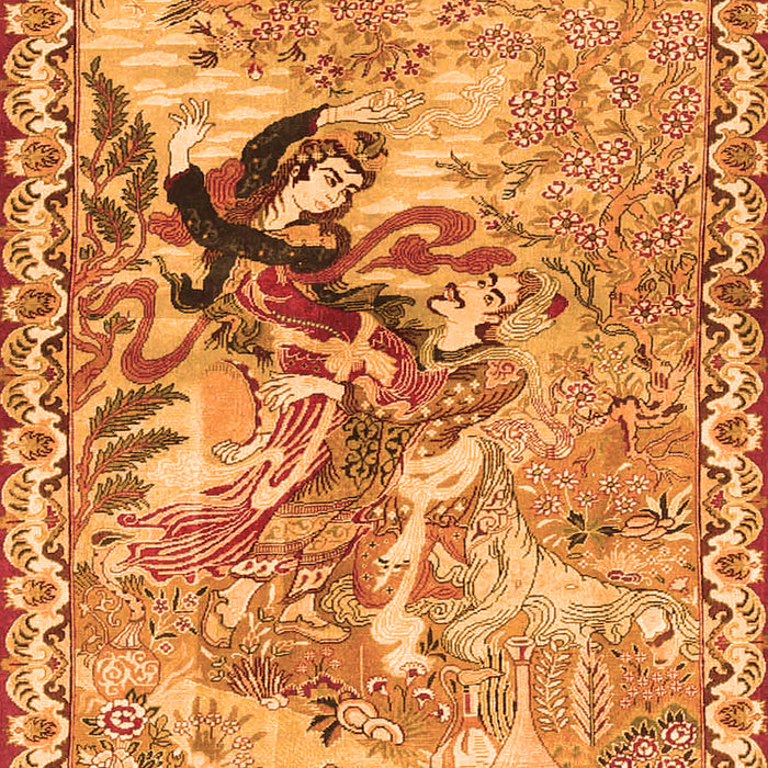 Serging Thickness of Machine Washable Animal Orange Traditional Area Rugs, wshtr4222org