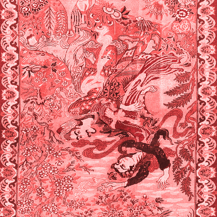 Machine Washable Animal Red Traditional Rug, wshtr4222red