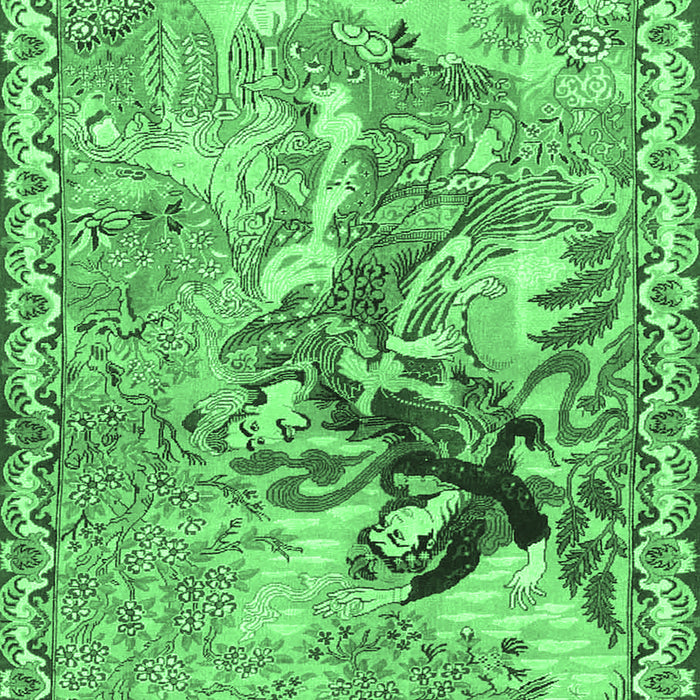 Machine Washable Animal Emerald Green Traditional Area Rugs, wshtr4222emgrn