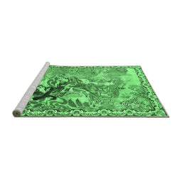 Sideview of Machine Washable Animal Emerald Green Traditional Area Rugs, wshtr4222emgrn