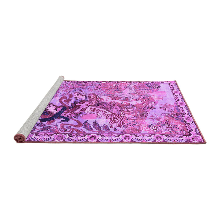Sideview of Machine Washable Animal Purple Traditional Area Rugs, wshtr4222pur