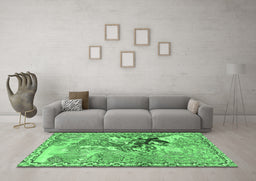 Machine Washable Animal Emerald Green Traditional Area Rugs in a Living Room,, wshtr4222emgrn