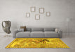 Machine Washable Animal Yellow Traditional Rug in a Living Room, wshtr4222yw