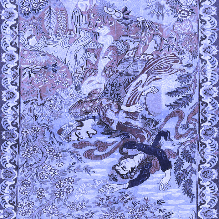 Machine Washable Animal Blue Traditional Rug, wshtr4222blu