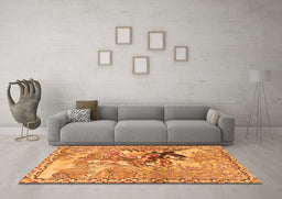Machine Washable Animal Orange Traditional Area Rugs in a Living Room, wshtr4222org