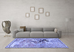 Machine Washable Animal Blue Traditional Rug in a Living Room, wshtr4222blu