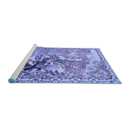 Sideview of Machine Washable Animal Blue Traditional Rug, wshtr4222blu