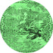 Round Machine Washable Animal Emerald Green Traditional Area Rugs, wshtr4222emgrn