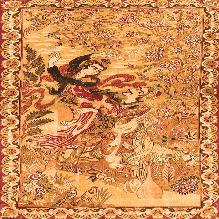 Serging Thickness of Animal Orange Traditional Rug, tr4222org