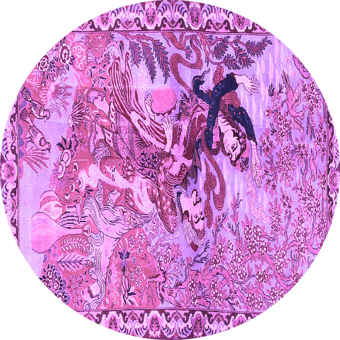 Round Animal Purple Traditional Rug, tr4222pur