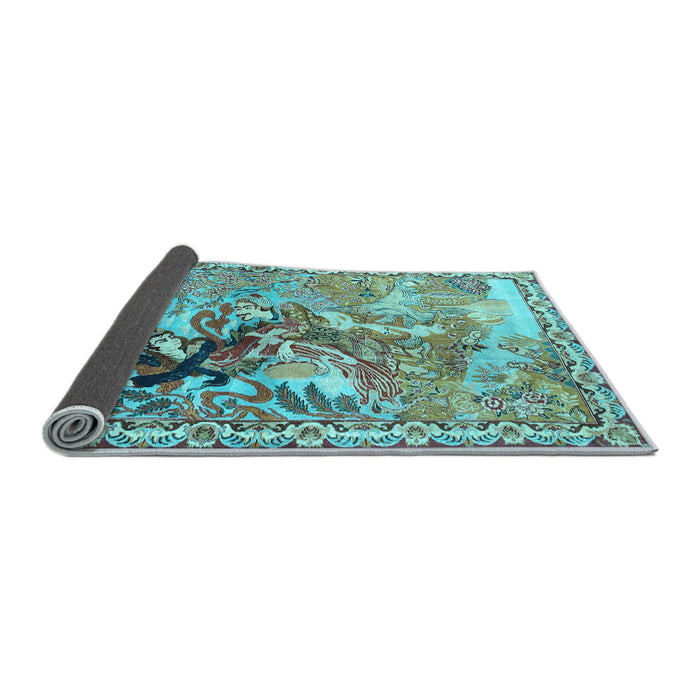 Sideview of Animal Light Blue Traditional Rug, tr4222lblu