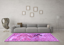 Machine Washable Animal Purple Traditional Area Rugs in a Living Room, wshtr4222pur