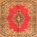 Round Machine Washable Persian Orange Traditional Area Rugs, wshtr4223org