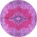 Round Machine Washable Persian Purple Traditional Area Rugs, wshtr4223pur