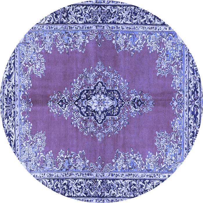 Round Persian Blue Traditional Rug, tr4223blu
