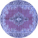 Round Machine Washable Persian Blue Traditional Rug, wshtr4223blu