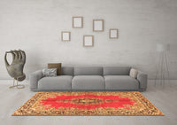 Machine Washable Persian Orange Traditional Rug, wshtr4223org