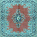 Square Machine Washable Persian Light Blue Traditional Rug, wshtr4223lblu